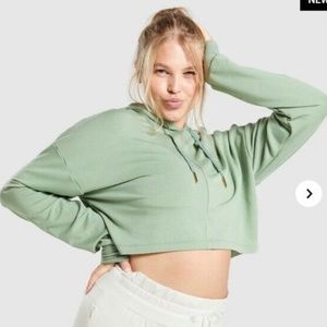 Gymshark Whitney Simmons V2 Crop Recovery Hoodie Moss Green Women's XL